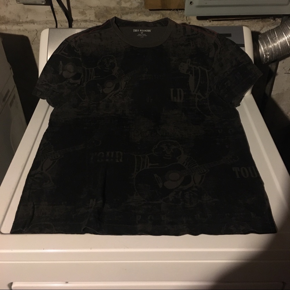 True Religion Buddha Allover Print Black T-Shirt